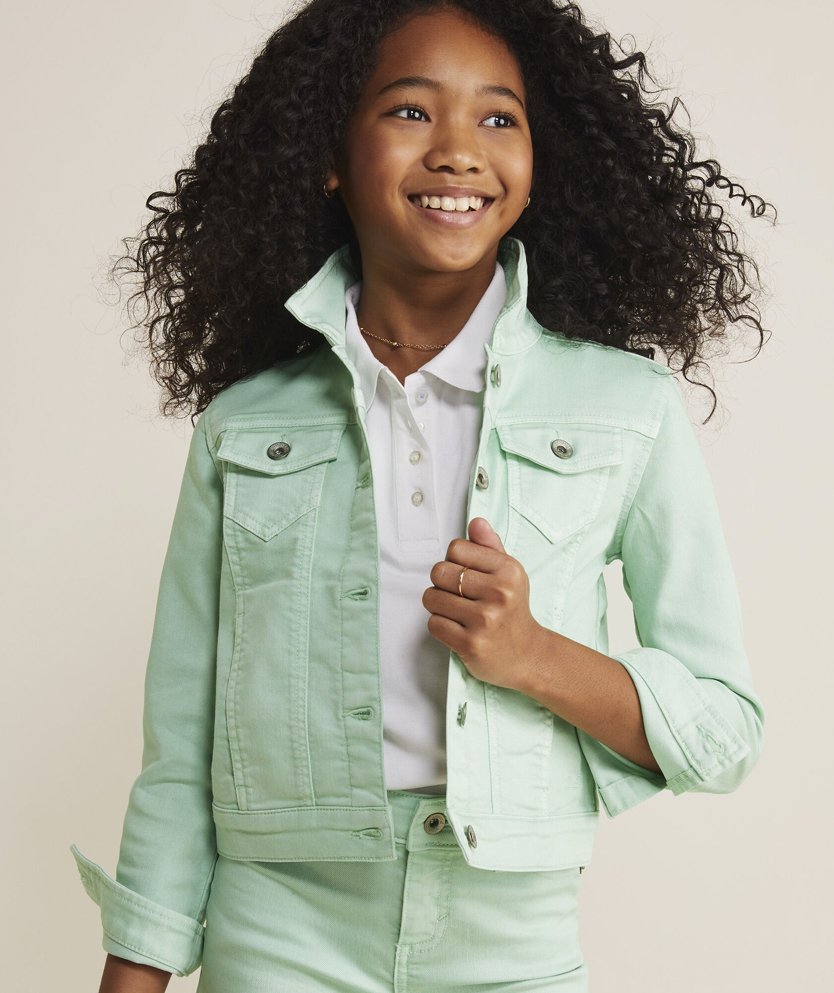 Trendy Fancy Full Sleeves Regular Fit Kids Denim Jacket For Girls